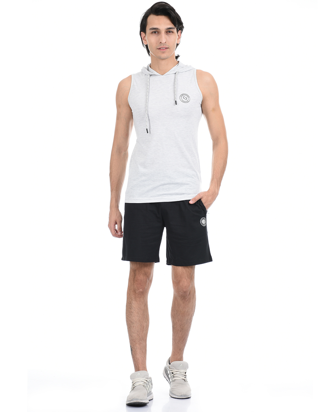 Cloak & Decker by Monte Carlo Men Off White Sleeveless Hooded Tshirt